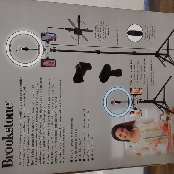 BROOKSTONE 12 IN Deluxe LED Ring Light - Picture 4 of 4